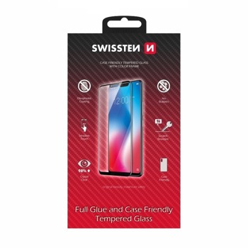 SKLO SWISSTEN FULL GLUE, COLOR FRAME, CASE FRIENDLY PRE APPLE IPHONE 16 PLUS ČIERNE