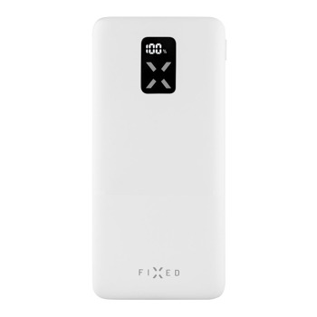 Powerbank FIXED Zen 10 s LCD displejom a PD výstupom 20W, 10 000 mAh - biela
