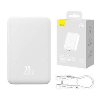 Powerbank Baseus Magnetic Mini 20000mAh, USB-C 20W MagSafe (biela)