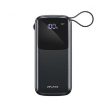 Power banka AWEI P135K s tromi vstupmi a tromi výstupmi, USB + USB-C + Lightning + Micro USB, 20000 mAh - čierna