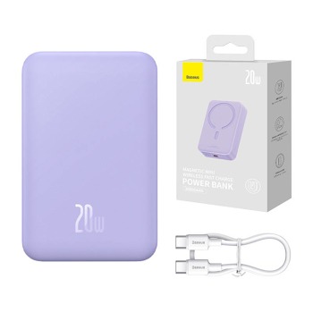 Powerbank Baseus Magnetic Mini 20000mAh, USB-C 20W MagSafe (fialová)