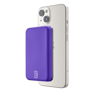Powerbank Cellularline MAG 5000 s bezdrôtovým nabíjaním a podporou Magsafe, 5000 mAh, fialová