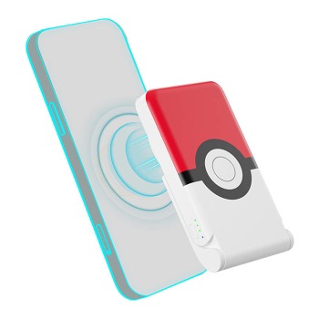 OTL magnetická powerbanka 5000 mAh, USB-C 15W, Pokemon Pokeball so základňou (červená a biela)