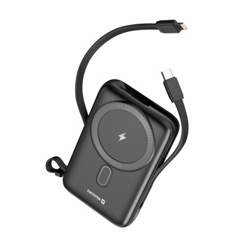 SWISSTEN POWER BANK 10000 mAh PD 20W S INTEGROVANÝM KÁBLOM USB-C A SVETELNÝM KÁBLOM (kompatibilný s MagSafe)